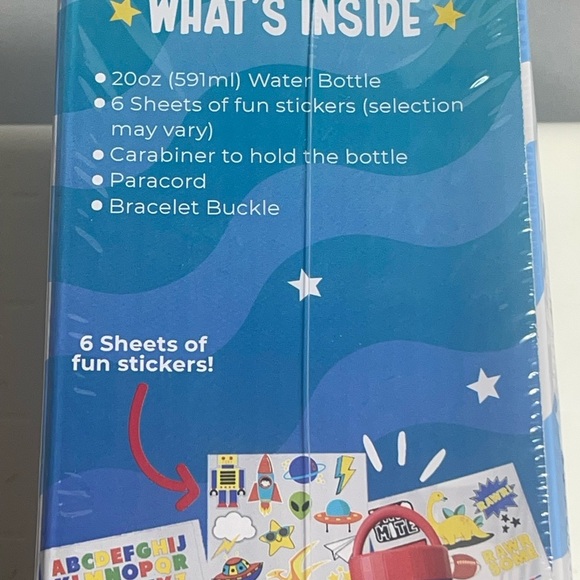 Purple Ladybug Kids Unisex Stickers Water Bottle with Paracord Bracelet Kit NWT - Picture 5 of 8